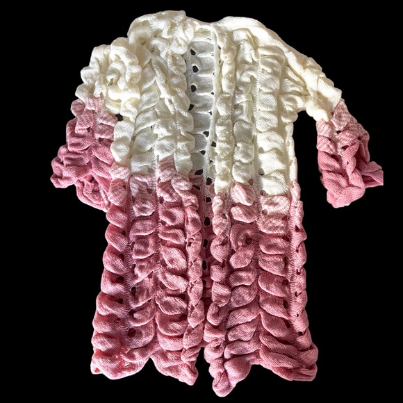 Pink & Cream Hand Knit Sweater - Picture 7 of 9
